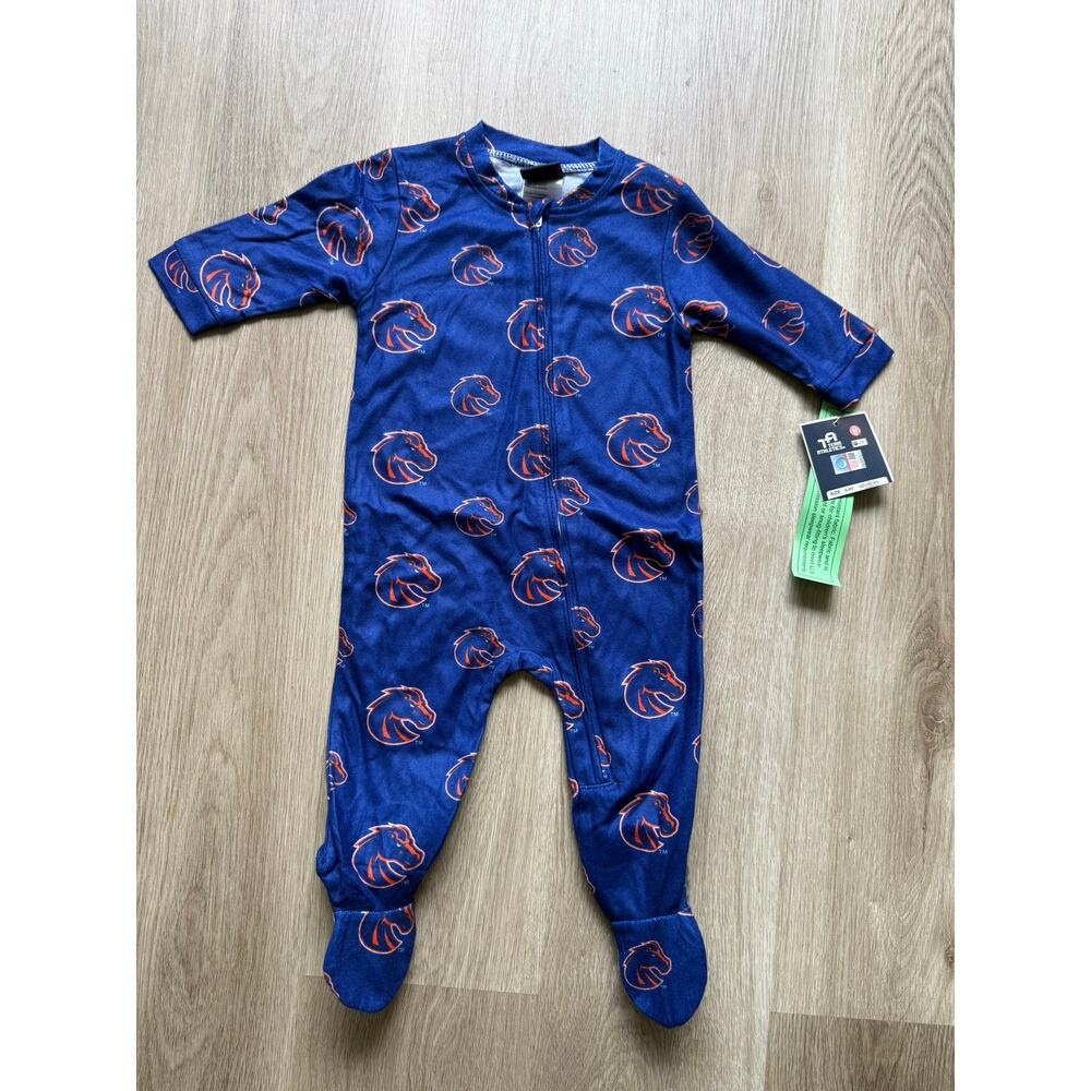 Boise State Broncos Baby Sleeper, Pajamas, 6-9 Months, blue orange, NWT